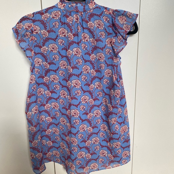 A.L.C. Foley High-Neck Floral Sleeveless Top Blue Ruffle Size 6 - Picture 4 of 7